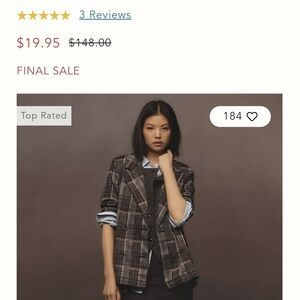 Anthropologie Gray Plaid Blazer